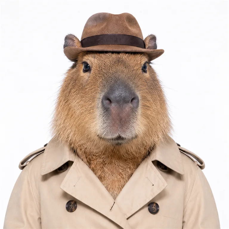 The capybara, its face