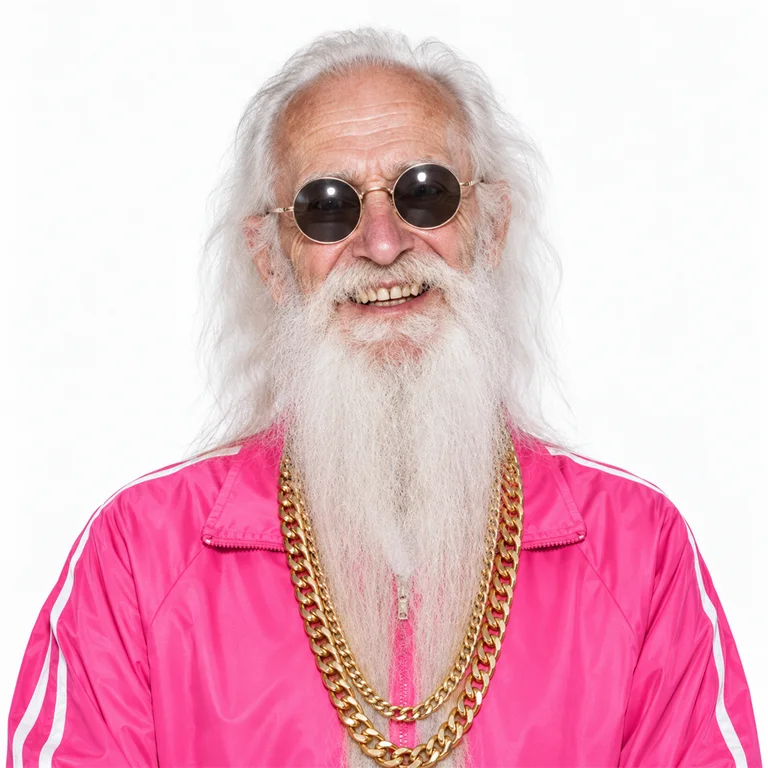The fast grandpa, its face