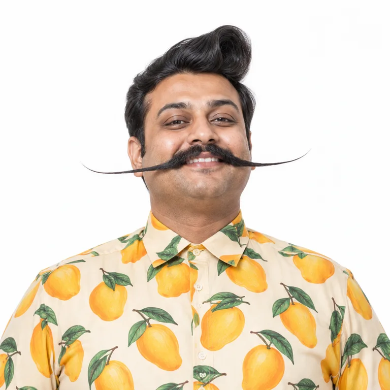 The moustache, its face